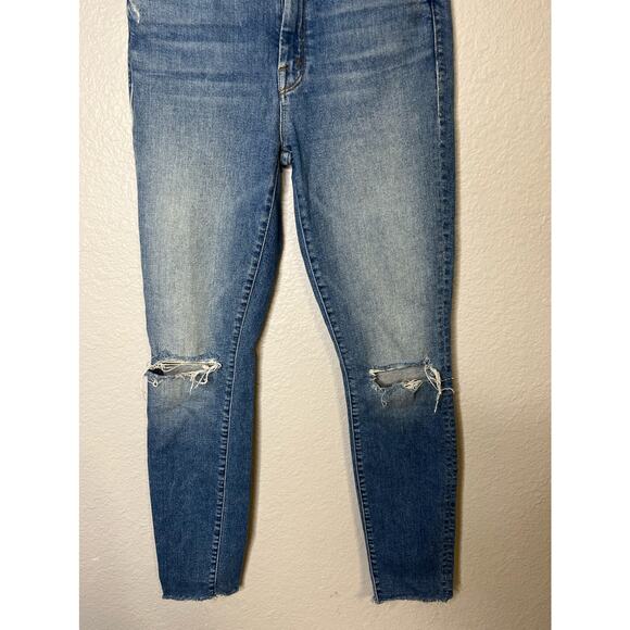 Mother High Waisted Looker Distressed High-Rise Skinny Jeans Thrilling Shots 25 - Picture 8 of 10